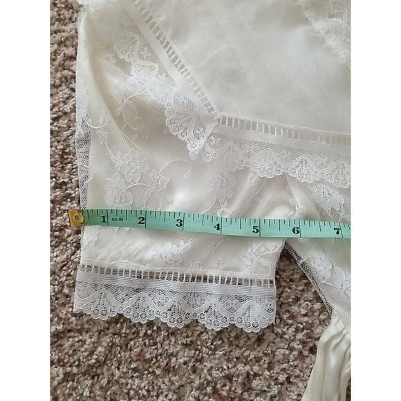 Vintage 90s Jessica McClintock Ivory Lace Floral Dress Girls Size 10 Mock Neck - Picture 10 of 13